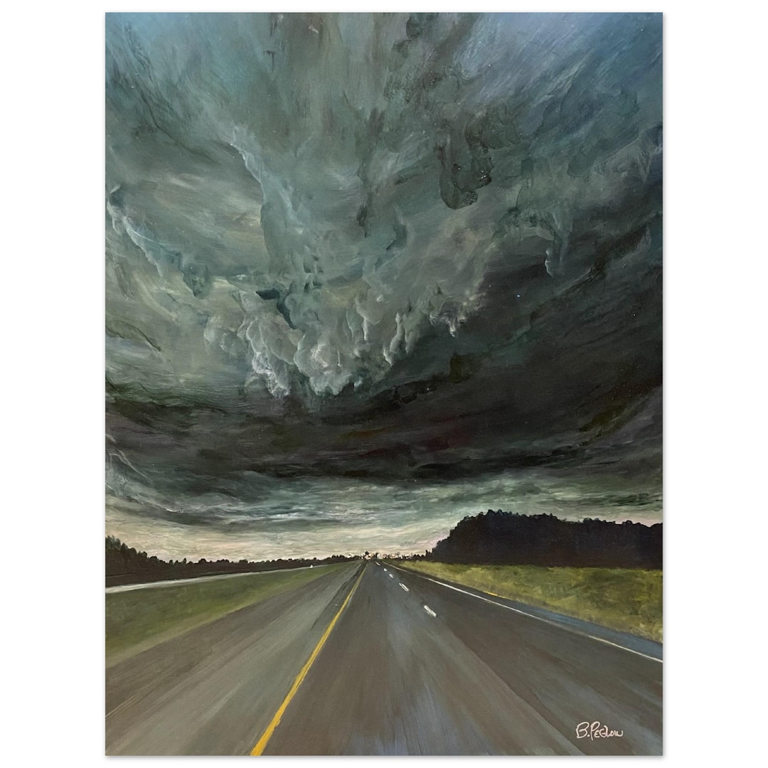 Highway Storm Landscape Print, Dramat...