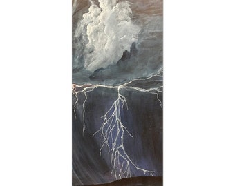 雷雨雲プリント、ドラマチックな空のウォールアート、雷雨風景画