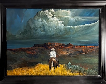 Arizona Desert Rider Oil Painting Western Landscape Original Fine Art Collector Wall Deco