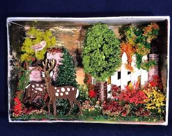 Miniature Forest Animals, Diorama Deer, Dollhouse Diorama, Micro Landscape, Landscape Miniature Forest, Forest Animals, Matchbox Forest Animals