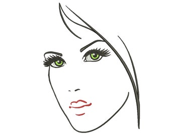 Woman face  embroidery design