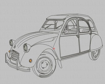 Citroen 2CV embroidery design