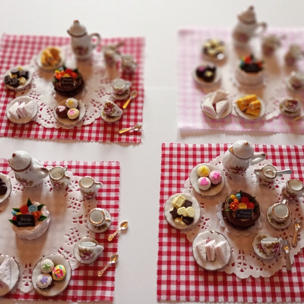 Miniature tea and cakes happy birthday for dolls house