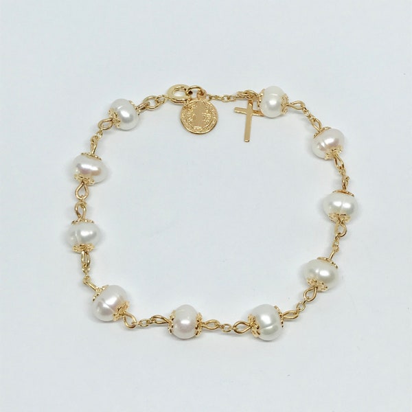 Freshwater Pearls One Decade Rosary Bracelet