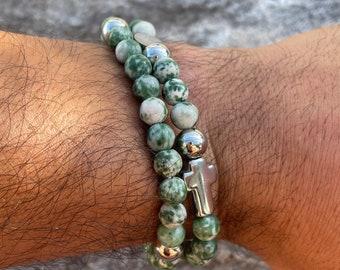 Tree Agate Stretch Rosary Bracelet