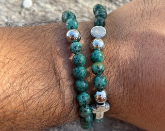 Green Jasper Stretch Rosary Bracelet