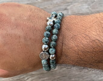 Light Green Jasper Stretch Rosary Bracelet