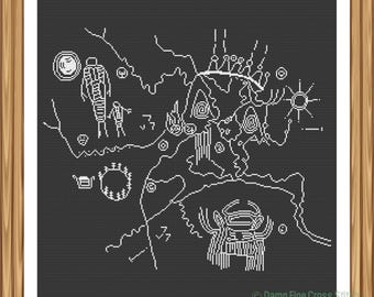 Owl cave map Twin Peaks counted cross stitch pattern PDF instant digital download