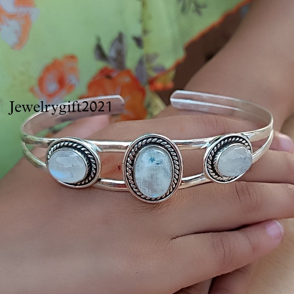 Moonstone Cuff Bracelet Etsy