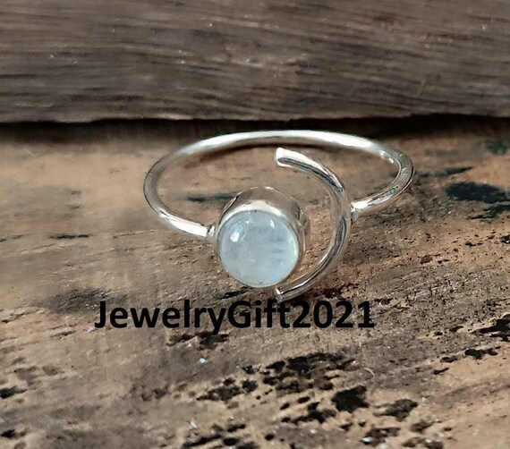 Moonstone Gemstone 952 Sterling Silver Band Ring Handmade Ring