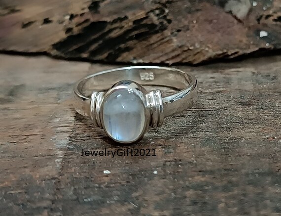 Moonstone Gemstone 952 Sterling Silver Band Ring Handmade Ring Statement Ring Boho Ring Meditation Ring Free Shipping moonstone jewelry