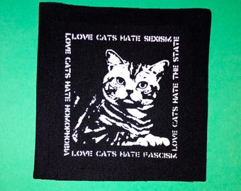 Cat patch,Punk patch,Punk clothing,Antifa patch,Political patch,Feminism patch,Anarchy patch,Diy,Solidarity patch,Animal rights,LGBTQ patch