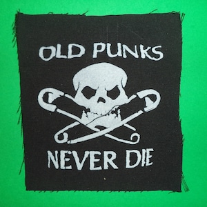 old punks never die punk patches-punk bands-punk accessories-antifa patches-sew on patches-anarcho punk patches-punk clothing-punk rock
