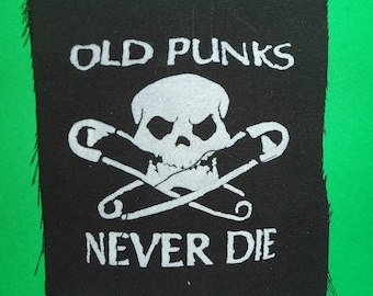 old punks never die punk patches-punk bands-punk accessories-antifa patches-sew on patches-anarcho punk patches-punk clothing-punk rock