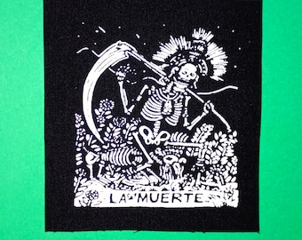 Patch tarotkaarten, patch La Muerte, punkpatch, punkband, Antifa-patch, politieke patch, patch feminisme, patch anarchie, solidariteit, dierenrechten