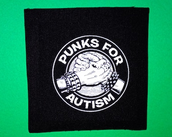 Punk voor autisme, punkpatch, punkbanden, punkkleding, antifa-patch, politieke patch, feminismepatch, anarchiepatch, doe-het-zelf, solidariteit, dierenrechten
