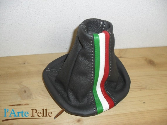 Cuffia leva cambio Fiat Panda 319 vera pelle antracite+tricolore