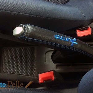 leva freno a mano per fiat grande punto evo pelle nera ricamo