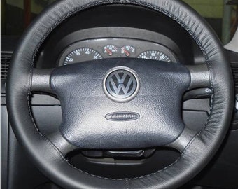 VW パサートゴルフ4 純正ブラックレザーステアリングホイールカバー 