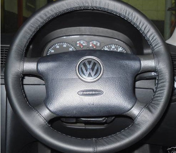 VW Passat Golf 4 Copri Volante in Vera Pelle Nera 