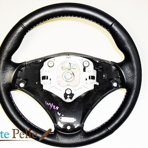 BMW e90 e91 rattkåpa i äkta svart läder med M sport-sömmar