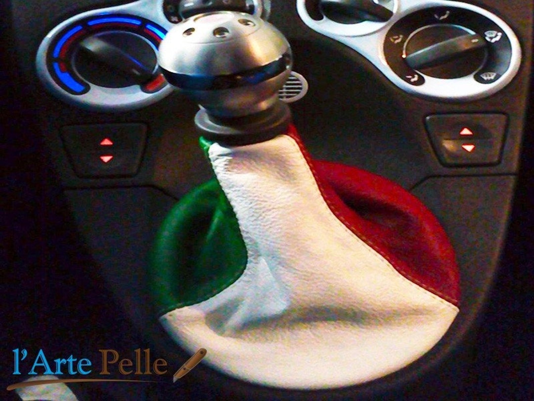 Fiat Panda Cuffia Leva Cambio in Vera Pelle Tricolore 