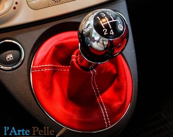cuffia leva cambio Fiat 500 vera pelle rossa