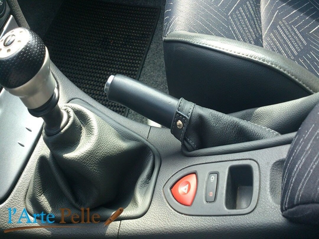Soufflet De Levier De Vitesse Cuir Gris/beige Pour Renault Laguna 2 Phase 2 (2005-2007)
