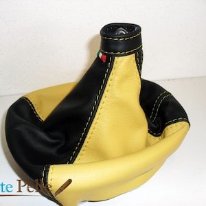 gear shift cover Fiat 500 L - leather black and yellow