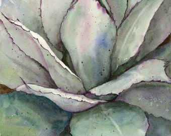 Blue Agave Watercolor/ Blue Wall Art/ Agave Print/ Southwest Cactus/ Blue Plant/ Quality Giclee Print/ Original by Debi Garcia-Benson/