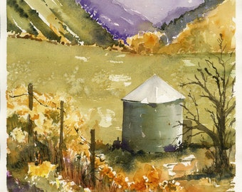 Sundance Landscape/ Provo South Fork River/ Utah Landscape Watercolor/ Rustic Country/ Gicle Print/ Original Watercolor/  Debi Garcia-Benson