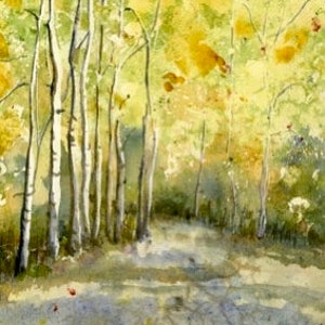Aspen Trees/ Aspen Grove/ Original Watercolor Painting/ Sundance Utah / Giclee Print/ Fall Leaves Landscape/ Birch Trees/ Debi Garcia-Benson