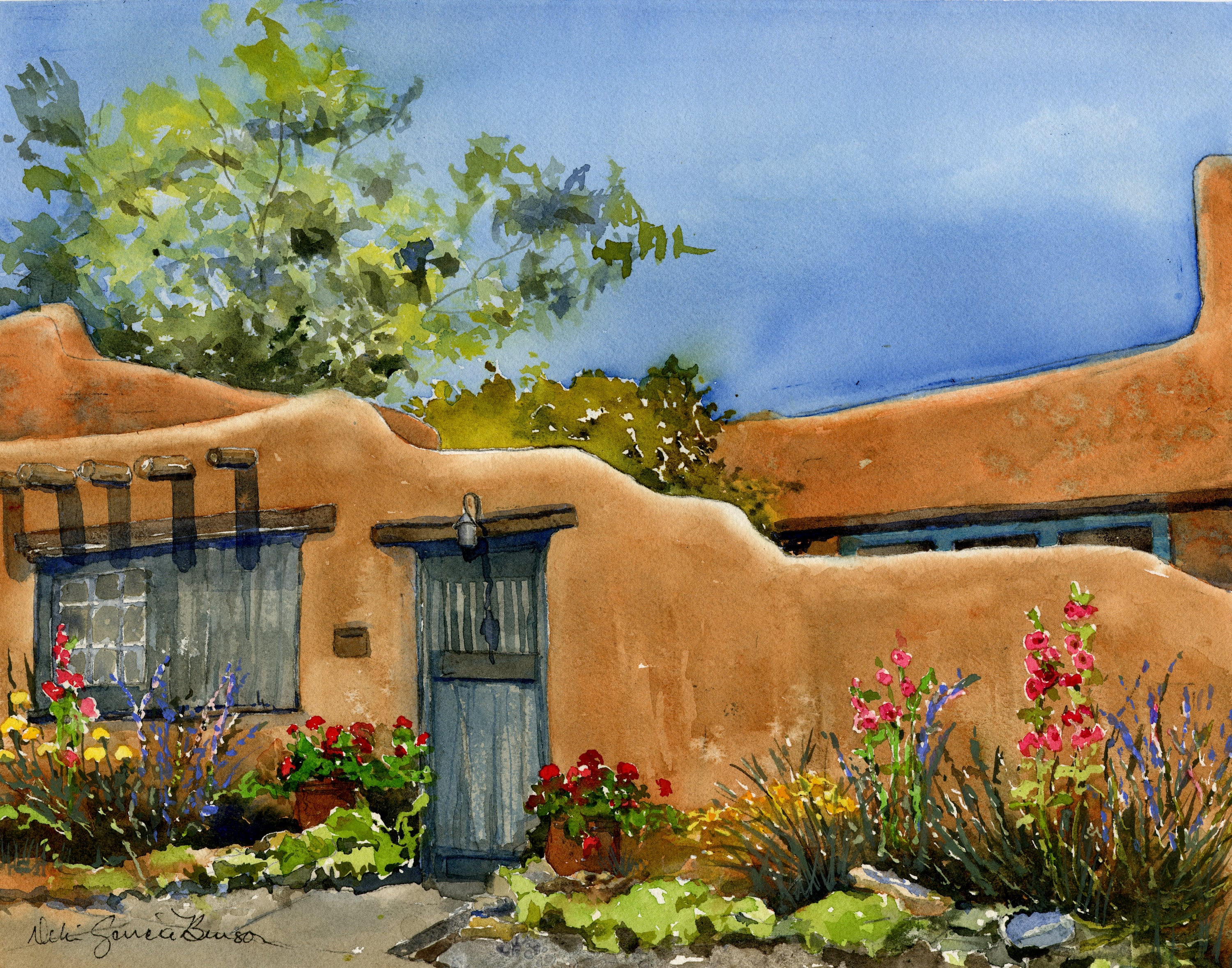 Santa Fe Adobe Watercolor/ Santa Fe Art/ New Mexico Art/ Etsy UK
