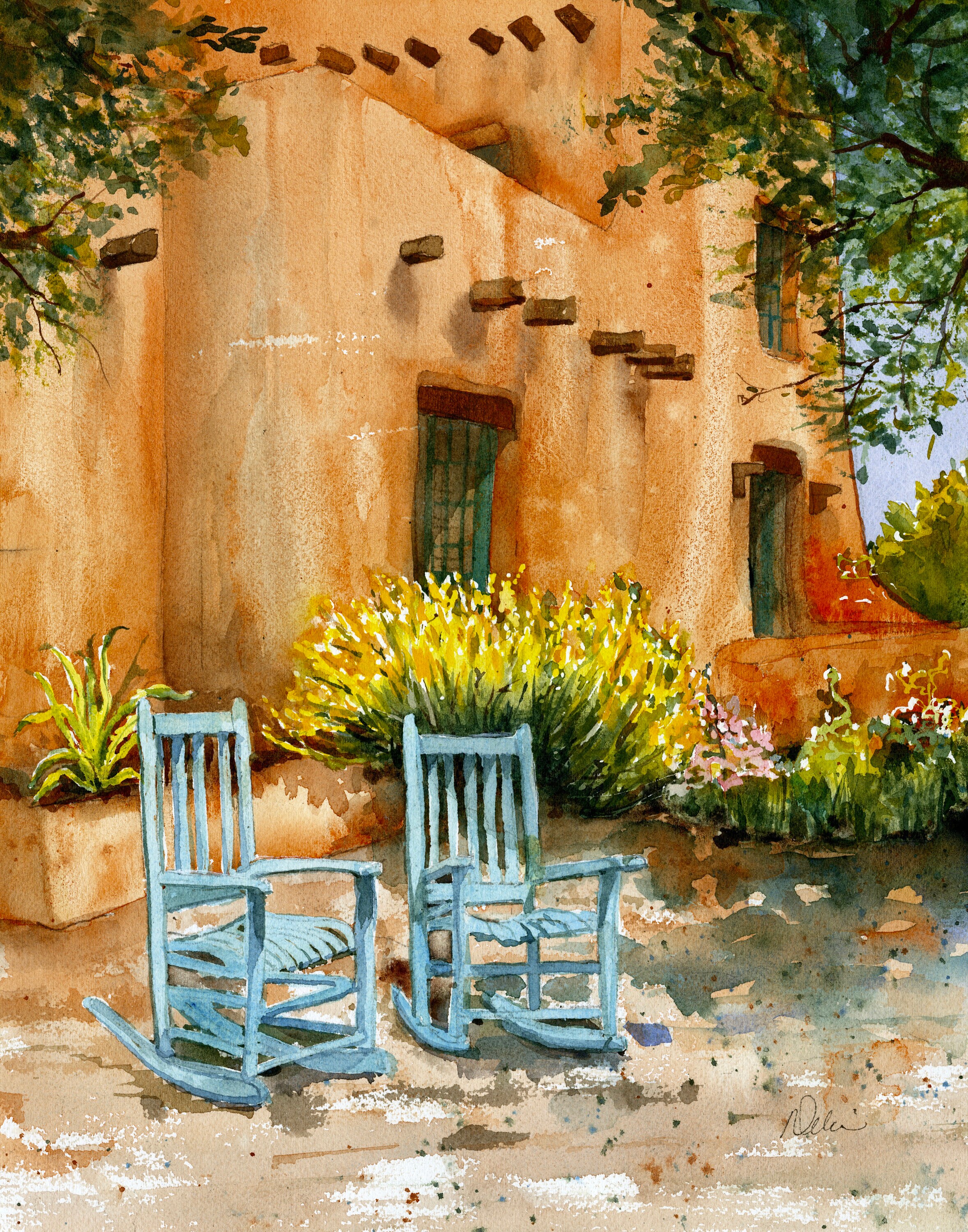 Santa Fe Adobe Watercolor/ Southwest Art/ New Mexico Art/ Etsy