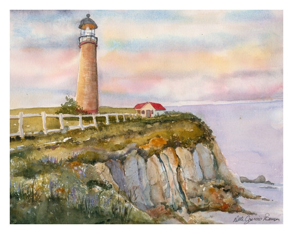 Watercolor Paintings Of Lighthouses Lighthouse Watercolor By Marlene