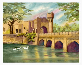 Ashford Castle Watercolor/ Ireland Landmark/ Irish Landscape/ Giclee Print/ Original Painting by Debi Garcia-Benson