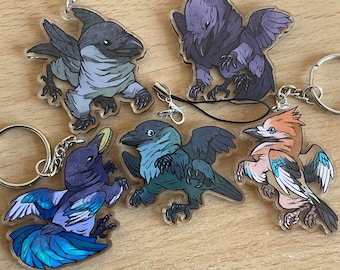 Corvid Gryphons Acrylic Charms 2 Inches