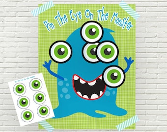 Pin The Eye On The Monster Game | Monster Birthday Party Decorations | Monster Party Game Activity | 3 Poster Sizes | INSTANT DOWNLOAD GAME