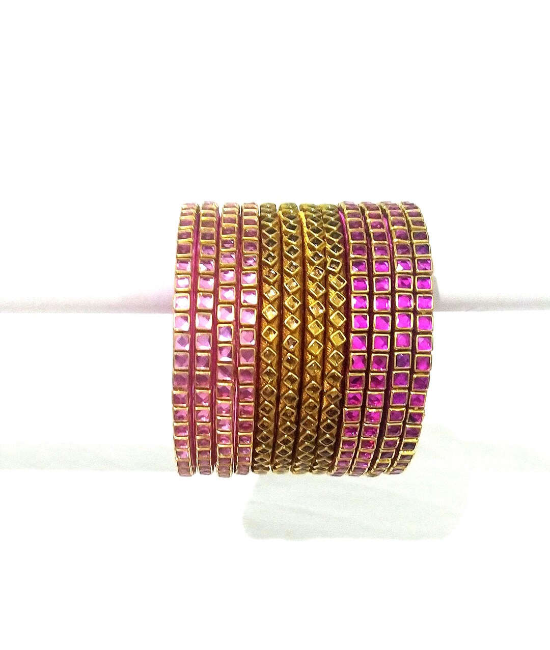 Pastel Pink Silk Thread Bangles: Indian Jewelry Set of 12 - Etsy