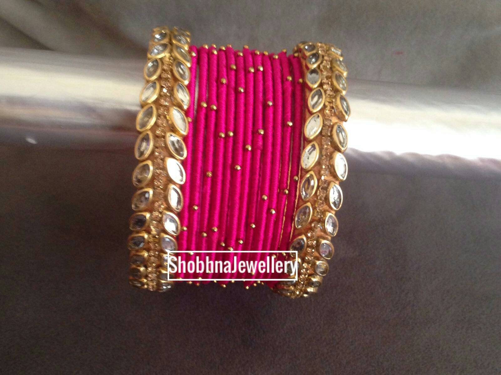 Set of 28 Silk Thread Metal Bangles Etsy UK