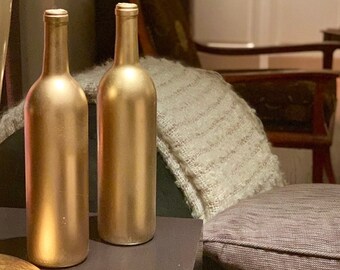 Metallic Gold Wine Bottle Centerpieces | Gold Wine Bottle Decor | Bottle Centerpieces