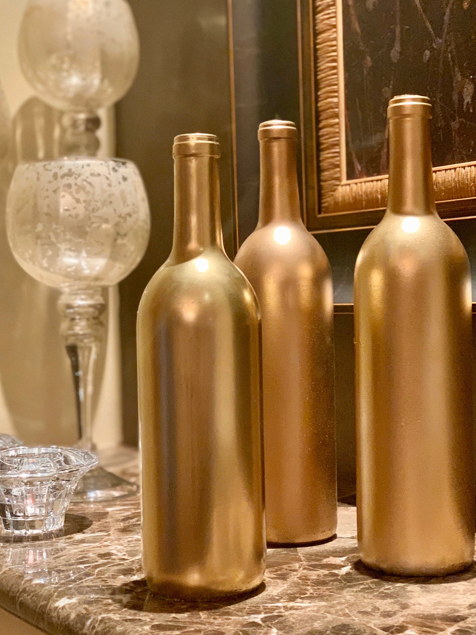 Metallic Gold Wine Bottle Centerpieces Gold Wine Bottle Etsy UK