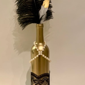 Great Gatsby Party Decor | Harlem Nights Party Centerpieces | Gold Bottle Accent Pieces | Roaring 20's Party Decor | Art Deco Bottles