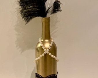 Great Gatsby Party Decor | Harlem Nights Party Centerpieces | Gold Bottle Accent Pieces | Roaring 20's Party Decor | Art Deco Bottles