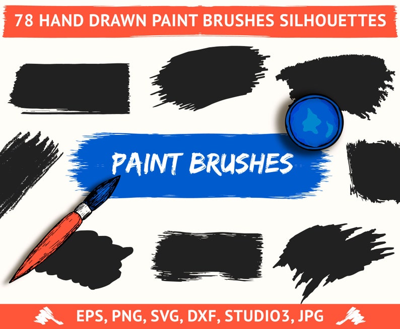 Paint Brushes SVG dxf eps png Paint Stroke Clipart Paint ...