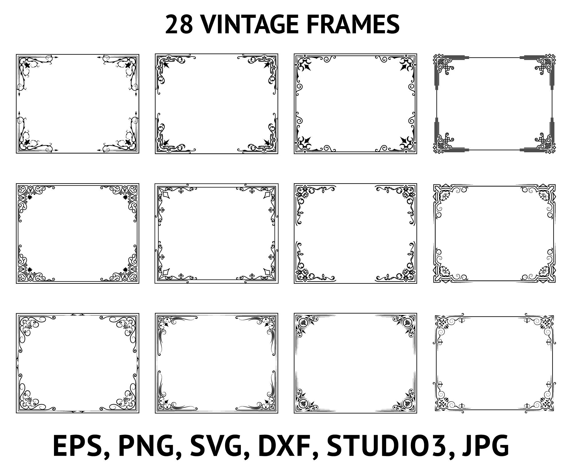 Text Vintage Frames Svg Png Dxf Eps Decorative Frame Svg Etsy