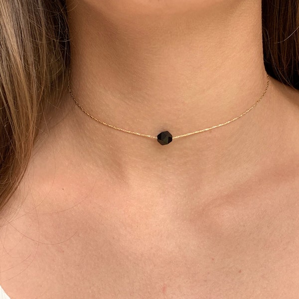 Dainty Choker gold, simple Necklace, Single Bead Necklace, Layering Necklace, everday , girlfriend gifts