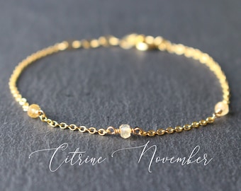 Birthday gift girlfriend November birthstone bracelet mom gift customizable citrine bracelet November Christmas gift