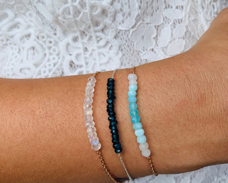 crystal bar birthstone jewelry Dainty Moonstone bracelet healing crystals
