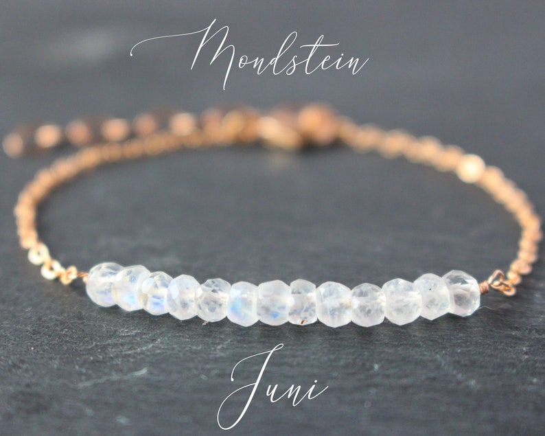 crystal bar birthstone jewelry Dainty Moonstone bracelet healing crystals